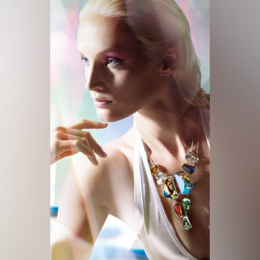 Authentic Swarovski Multicolor Statement Necklace… - image 1